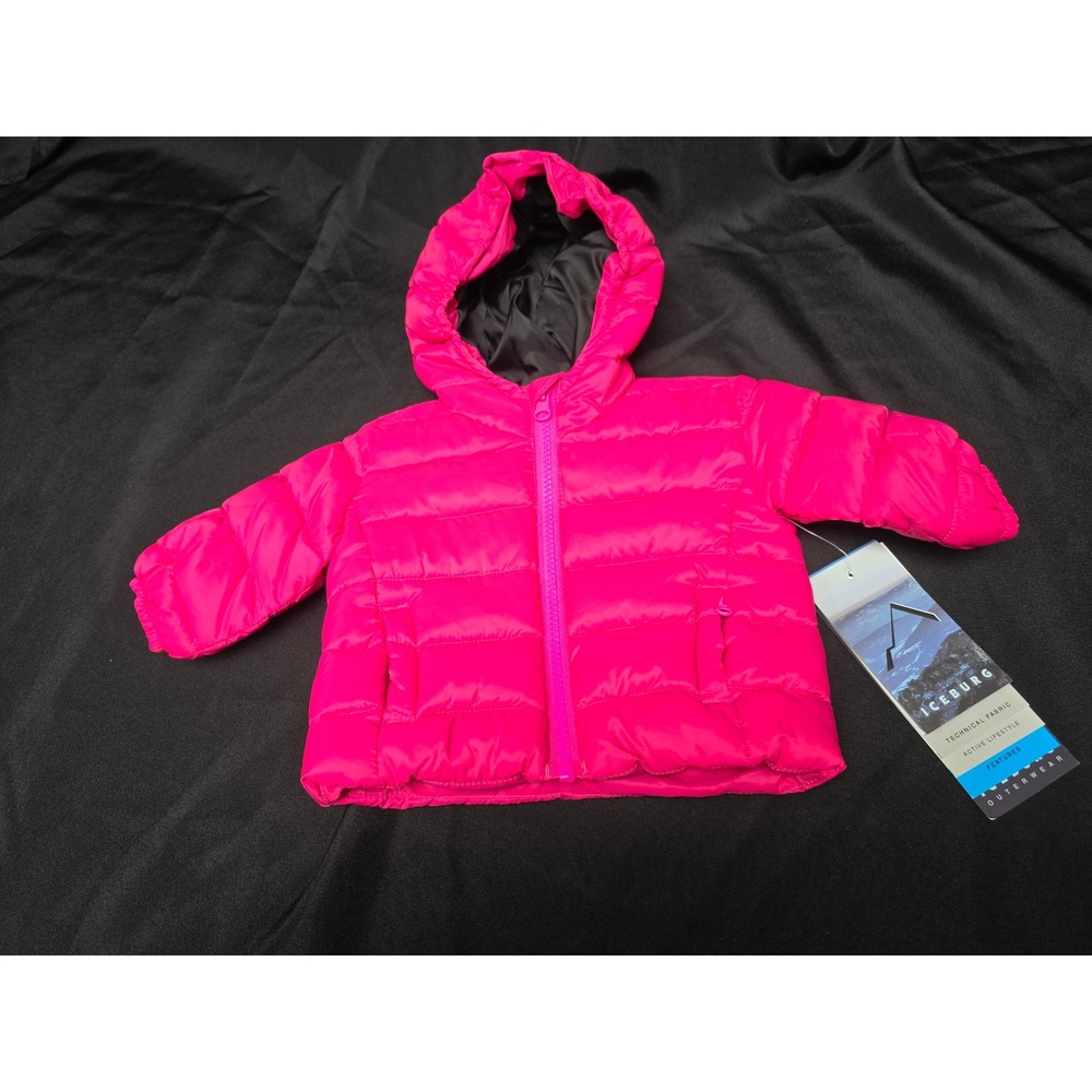 Iceburg Girls Sharp Pink Hooded Puffer Jacket Infant 6M 3-6M WM5-3214I-YB